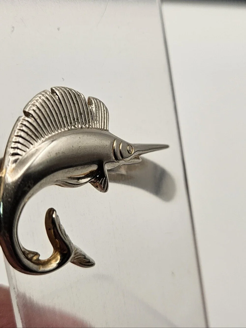 Swordfish Tie Clip / Bar Swank Silver Tone Nautical